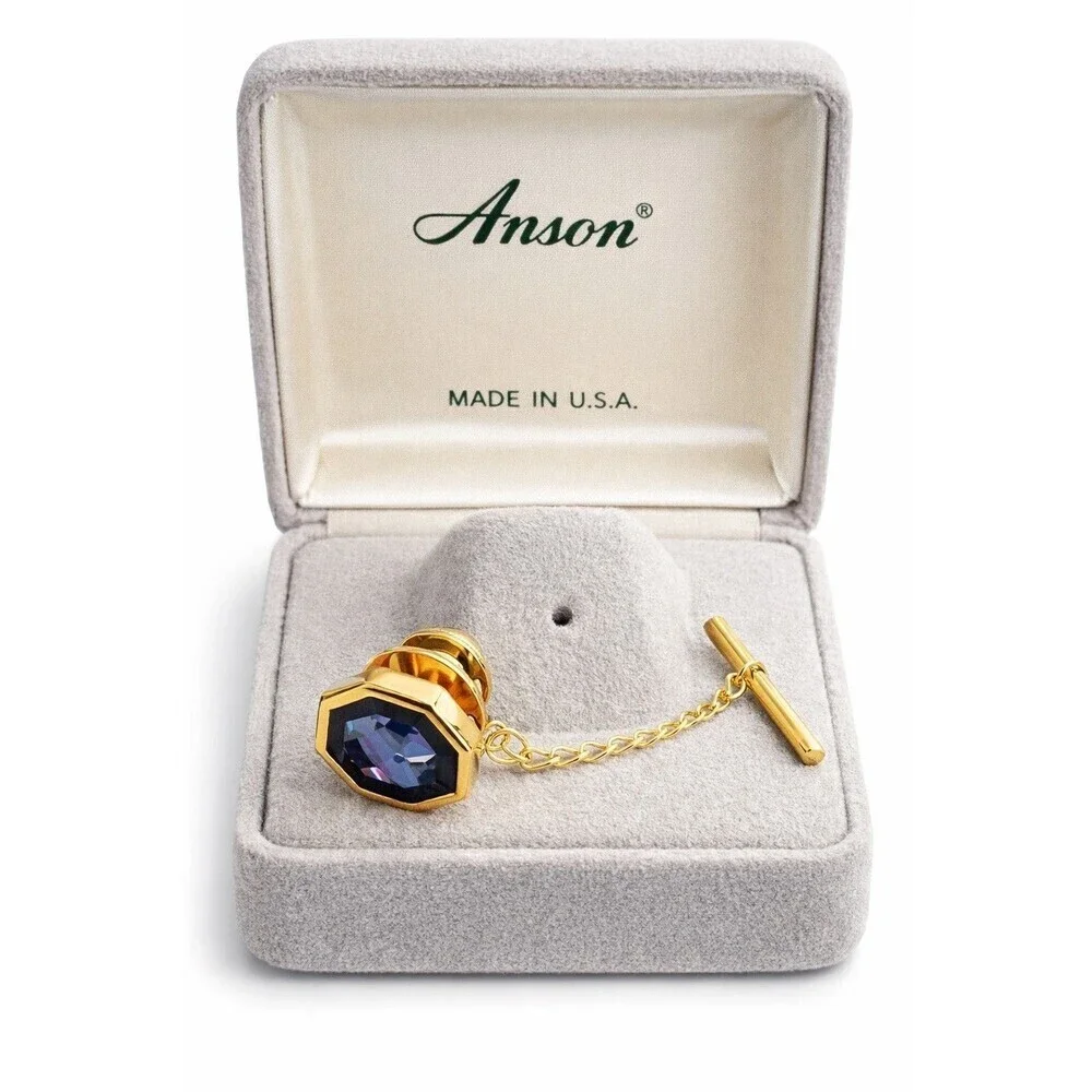 Vintage Anson Men's Tie Pin  Genuine Stone Gold Plated.
